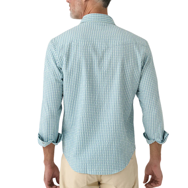 Criquet Long Sleeve Seersucker Performance Pearl Snap Shirt