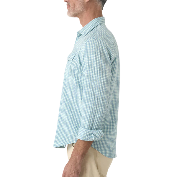 Criquet Long Sleeve Seersucker Performance Pearl Snap Shirt