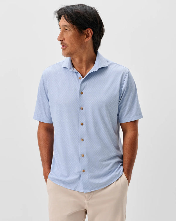 Johnnie-O Augustine Printed Knit Short Sleeve Button-Down Shirt