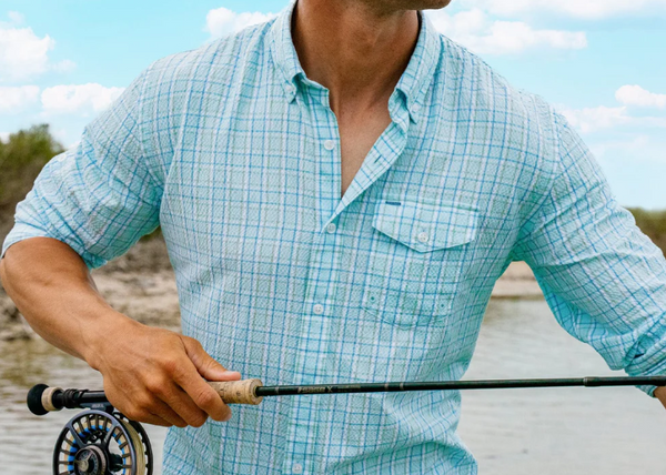 Criquet Long Sleeve Seersucker Performance Pearl Snap Shirt