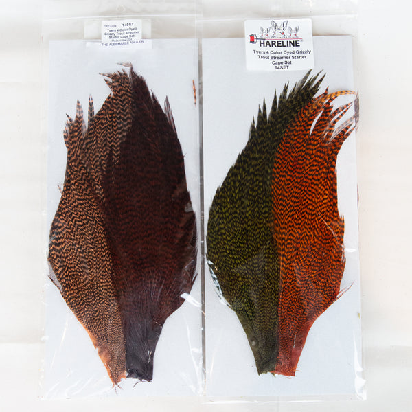 Hareline Trout Streamer Dyed Grizzly Starter Cape Set - 4 Color