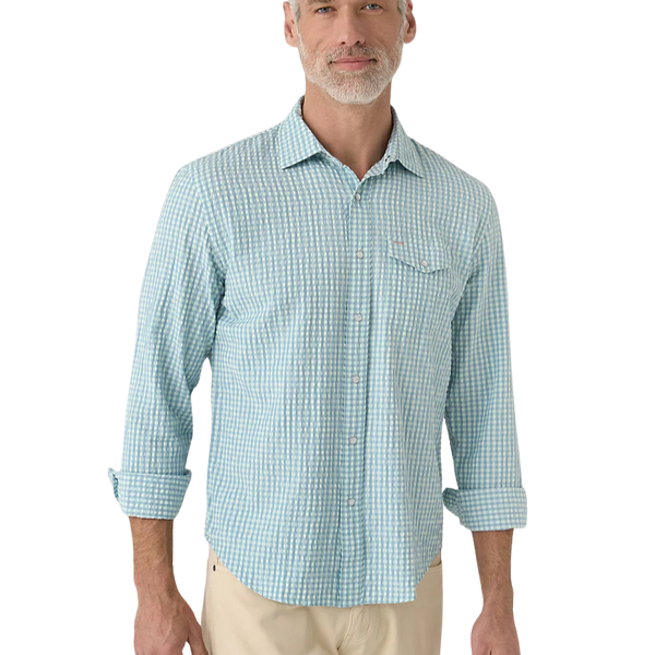 Criquet Long Sleeve Seersucker Performance Pearl Snap Shirt