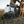 Person sitting with a dog and a cooler in a field