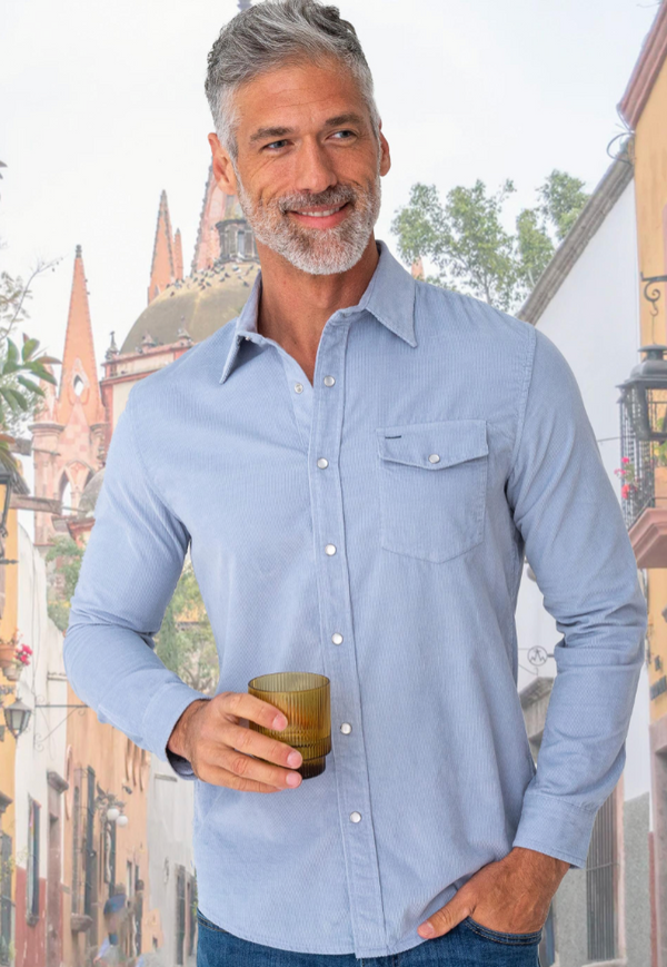 Criquet Long Sleeve Corduroy Pearl Snap Shirt - Men's