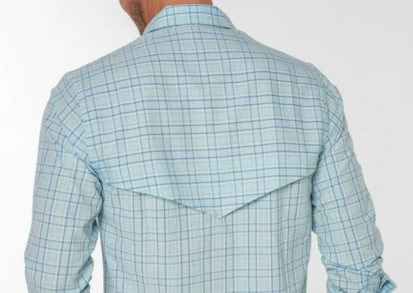 Criquet Long Sleeve Seersucker Performance Pearl Snap Shirt
