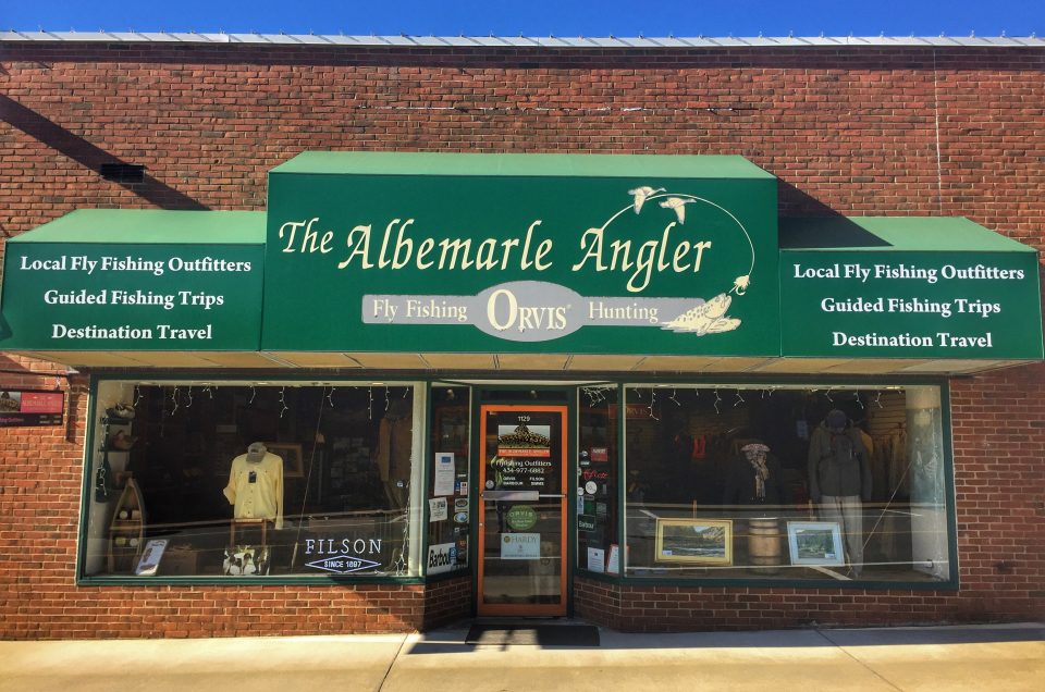 Picture of the Albemarle Angler from outside front of store. Holiday shopping