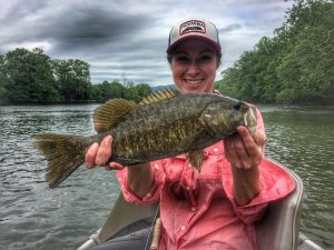 Smallmouth bass on the Shenandoah river. All smiles for this happy angler with a beautiful smallmouth bass.