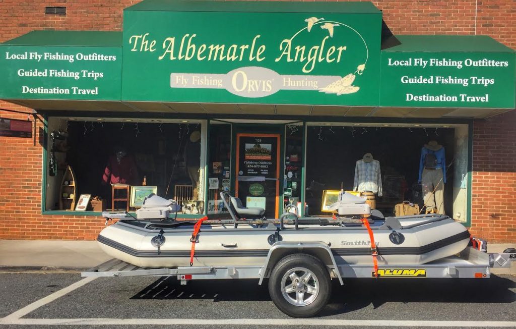 Boat on trailer infront of the Albemarle Angler.