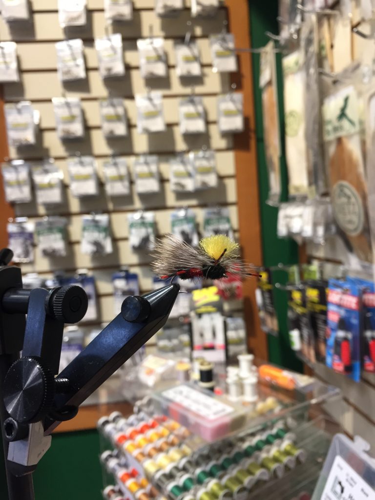 fly tying classes. fly in vice.