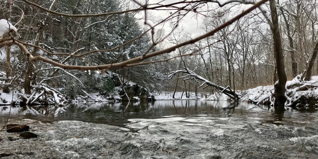 The Moormans river in Central Virginia during winter time.