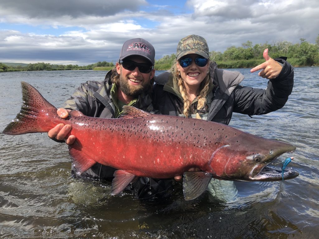 Very large king salmon caught on the Alagnak River, Alaska. Alaska Trophy Adventrues. 
