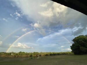 A double rainbow over the Amazon jungle. Brazil, South America.