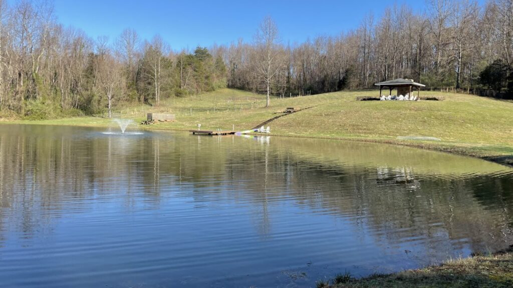 Picture of pond and gazebo at River House Farm on the Rose River. Just up stream of Rose River Farm. 