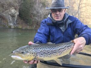 A very nice brown trout caught on Buffalo Creek in Lexington Virginia